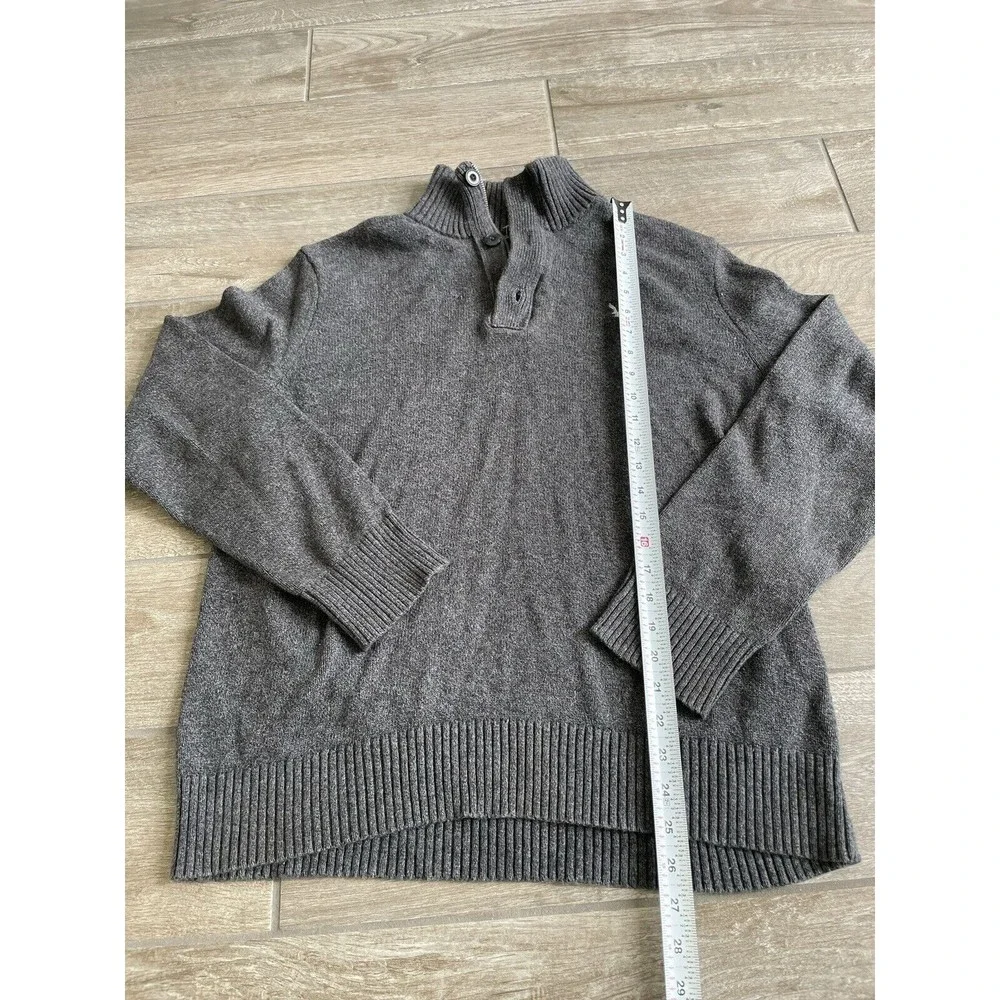 American Eagle Sweater Mens XL Gray Charcoal 1/4 Zip Buttons Athletic Fit - Picture 4 of 5
